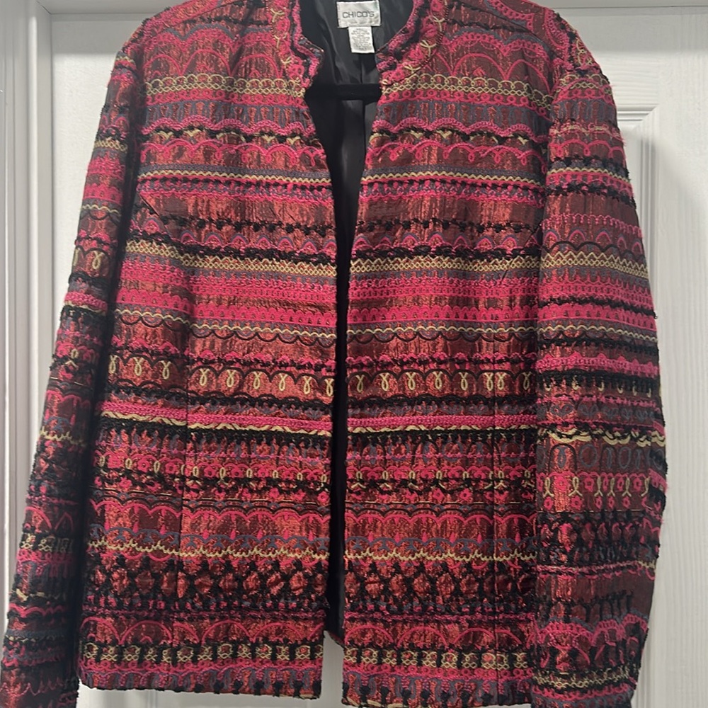 Chico's Multicolor Patterned Open Jacket - image 2